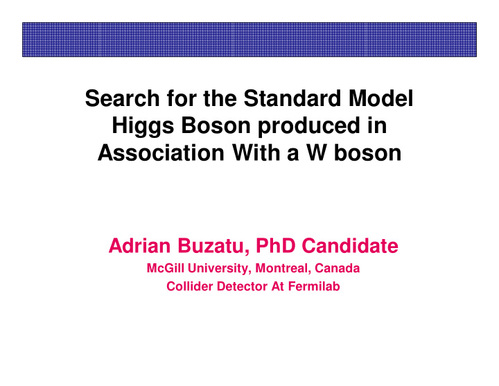 search for the standard model higgs boson produced in