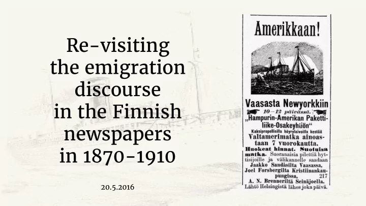 re visiting the emigration discourse in the finnish