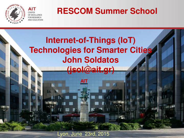 rescom summer school internet of things iot