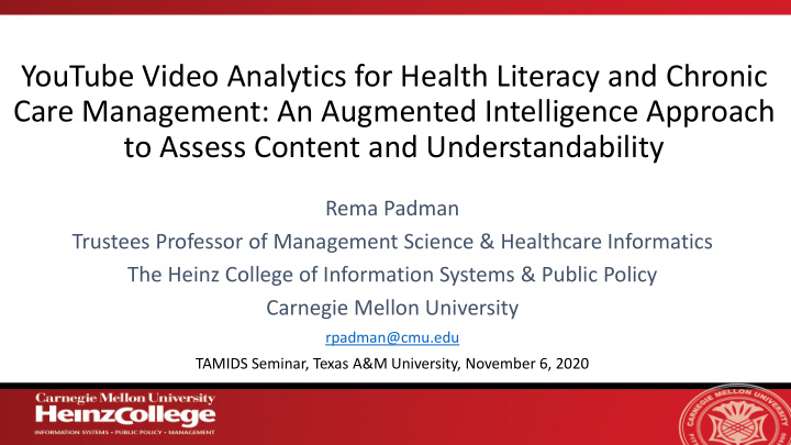 youtube video analytics for health literacy and chronic