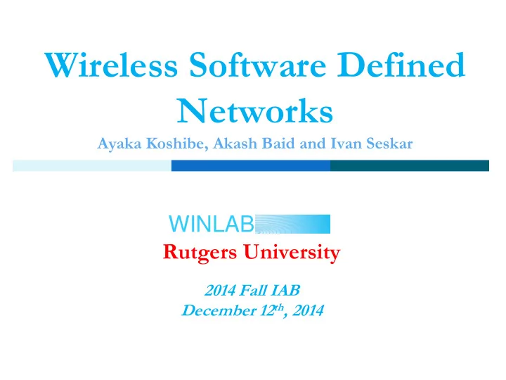 wireless software defined networks
