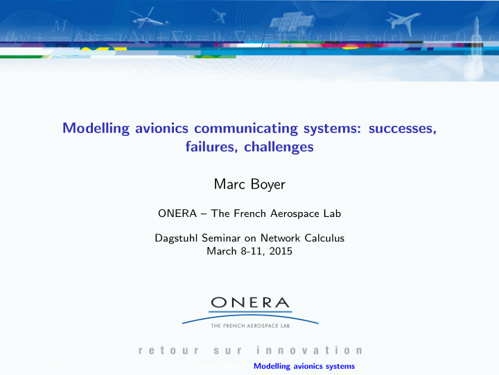 modelling avionics communicating systems successes