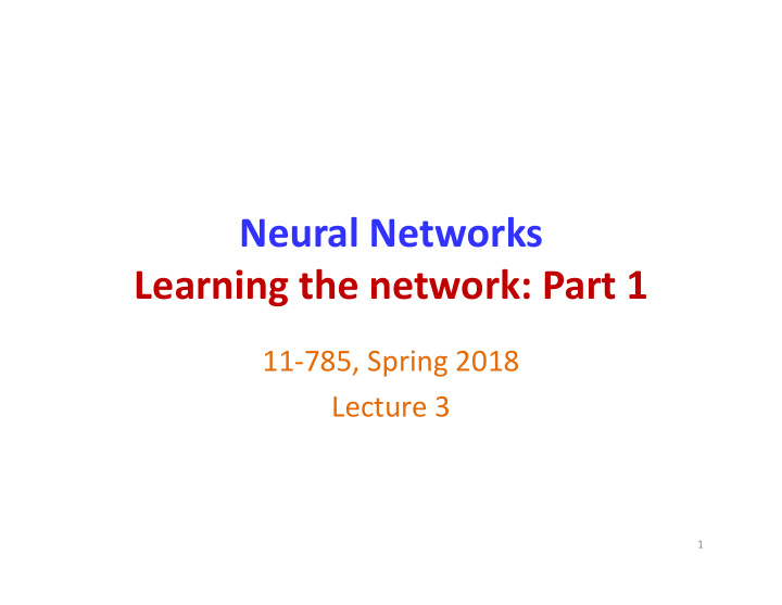 neural networks learning the network part 1