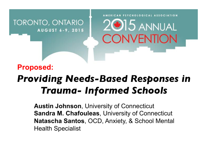 providing needs based responses in trauma informed schools