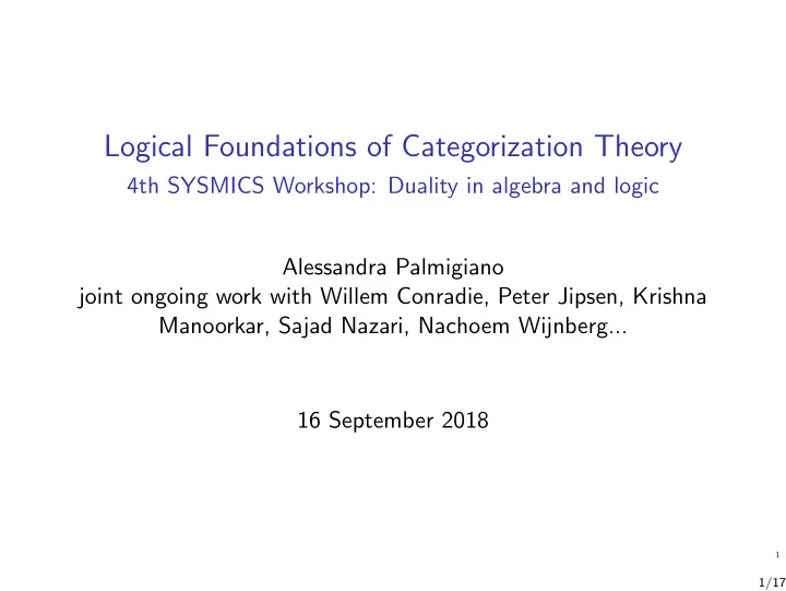 logical foundations of categorization theory