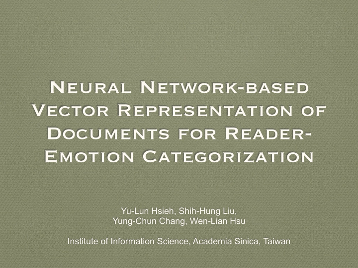 neural network based vector representation of documents