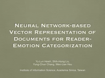 Neural Network-based  Vector Representation of  Documents for Reader-  Emotion Categorization
