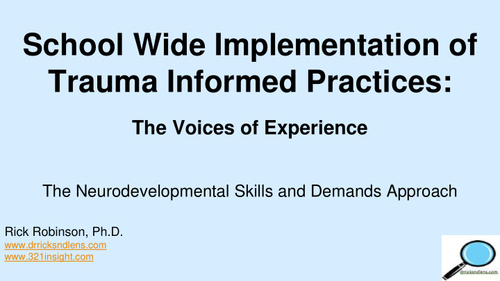 school wide implementation of trauma informed practices