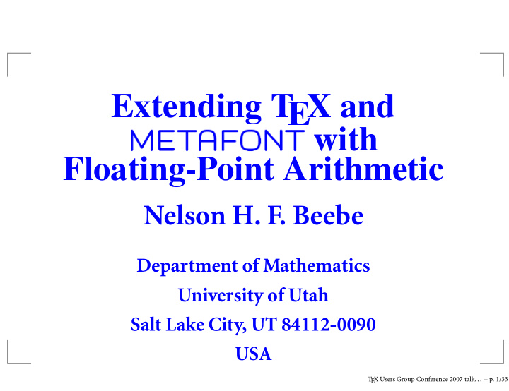 ont with extending t ex and floating point arithmetic