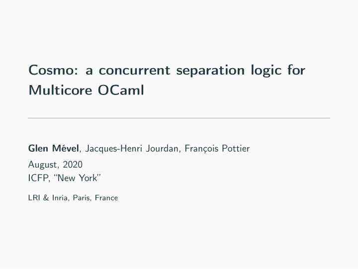 cosmo a concurrent separation logic for multicore ocaml