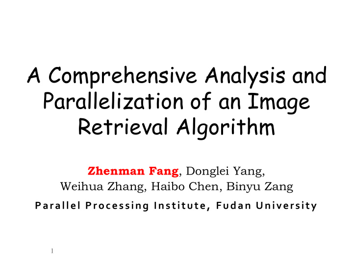 parallelization of an image