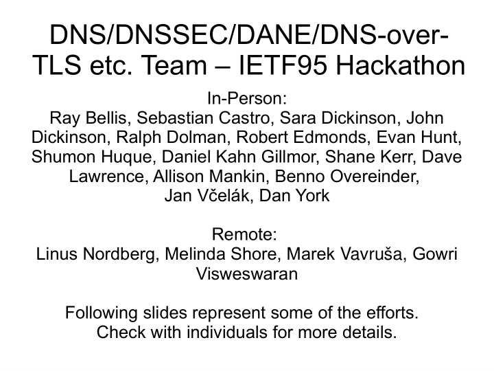 dns dnssec dane dns over tls etc team ietf95 hackathon