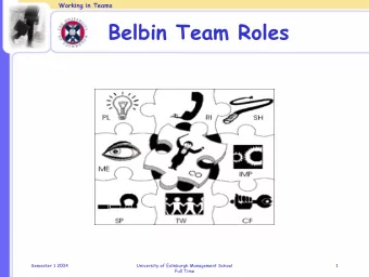 Belbin Team Roles  Semester 1 2004  University of Edinburgh Management School  1  Full Time