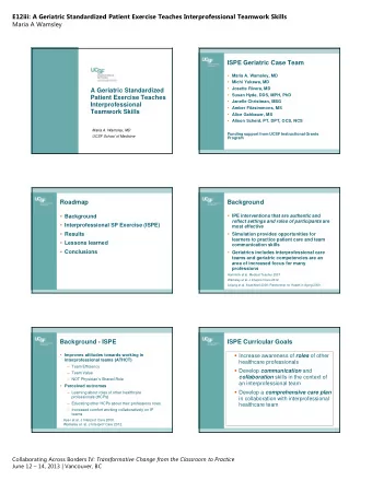 E12iii: A Geriatric Standardized Patient Exercise Teaches Interprofessional Teamwork Skills  Maria