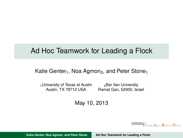 ad hoc teamwork for leading a flock