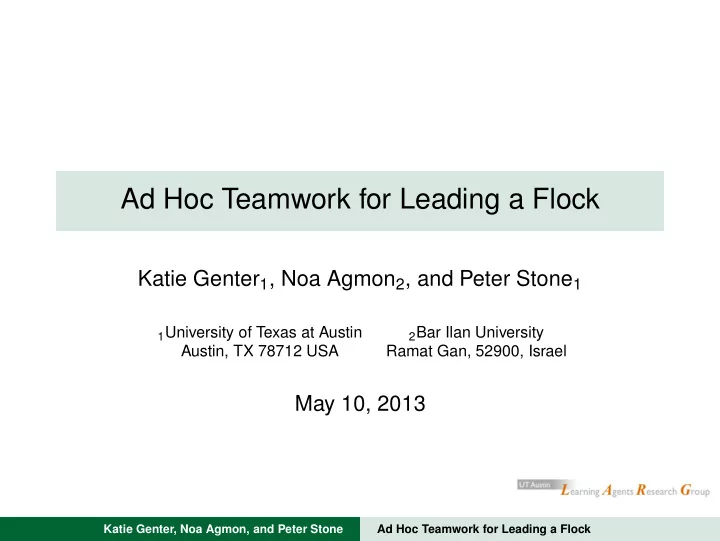 ad hoc teamwork for leading a flock