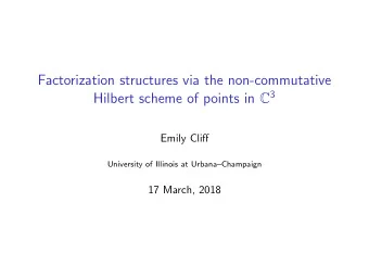 Factorization structures via the non-commutative Hilbert scheme of points in C 3  Emily Cliff