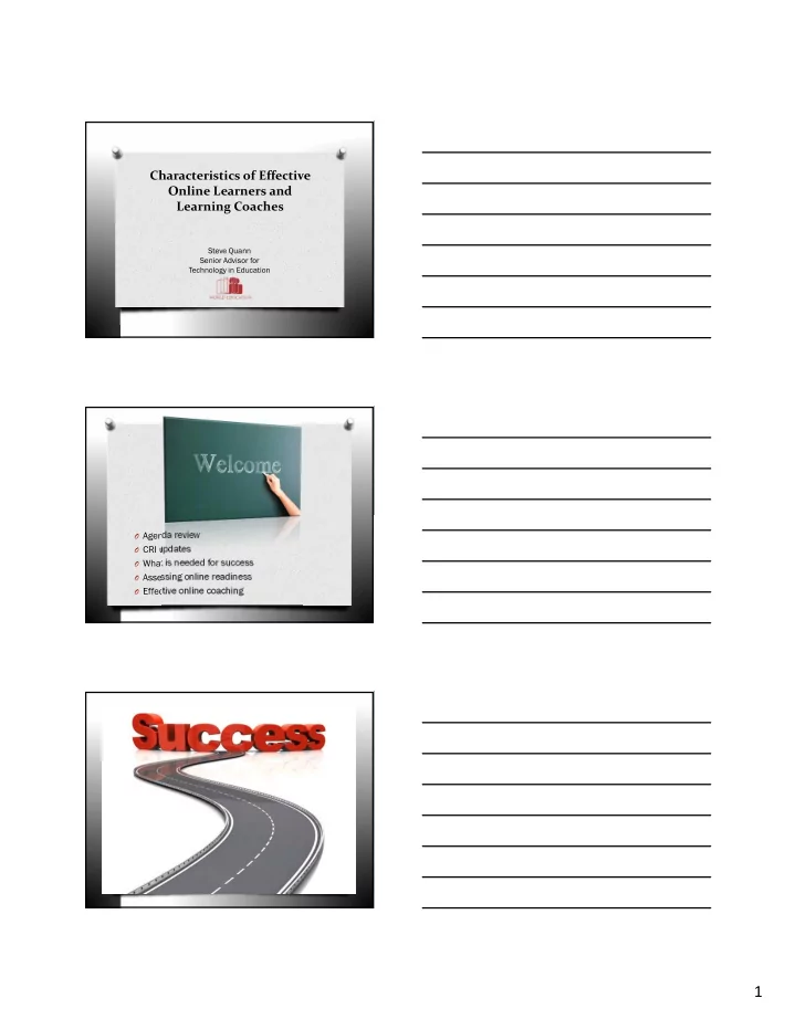 1 characteristics of successful learners