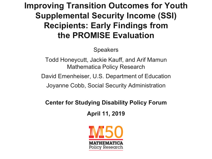improving transition outcomes for youth supplemental