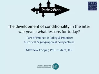 Welfare reform since 2010 Characterised by  Claimants viewed as workless/dependency