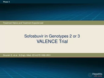 VALENCE Trial  Zeuzem S, et al.  N Engl J Med. 2014;370:1993-2001  Sofosbuvir and Ribavirin for HCV
