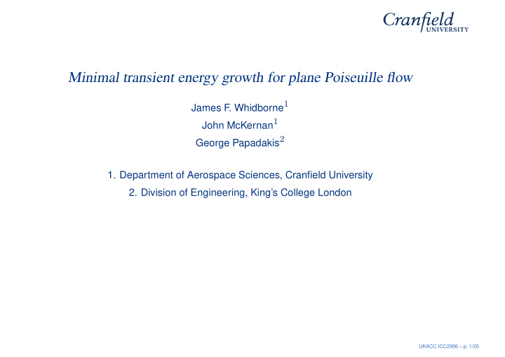 minimal transient energy growth for plane poiseuille flow