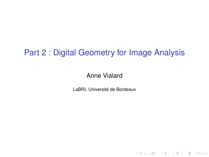part 2 digital geometry for image analysis