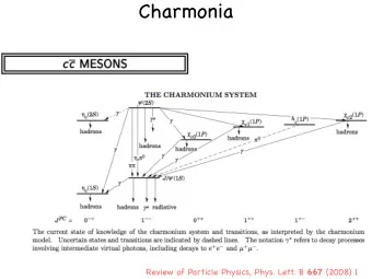 Charmonia Review of Particle Physics, Phys. Lett. B 667 (2008) 1  Bottomonia Review of Particle