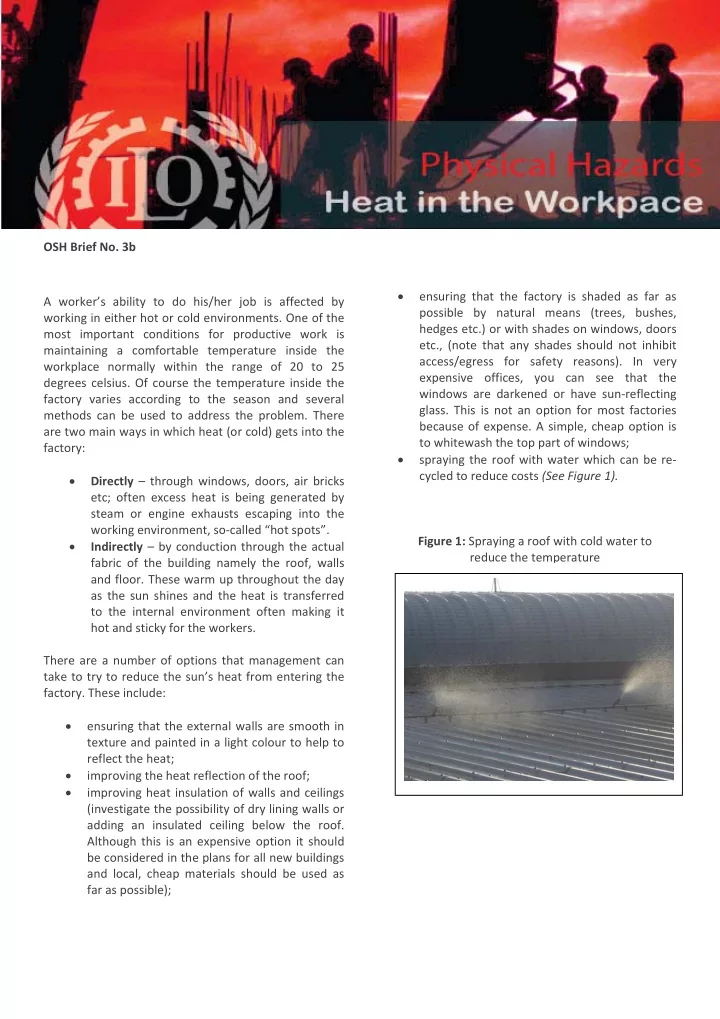 osh brief no 3b ensuring that the factory is shaded as