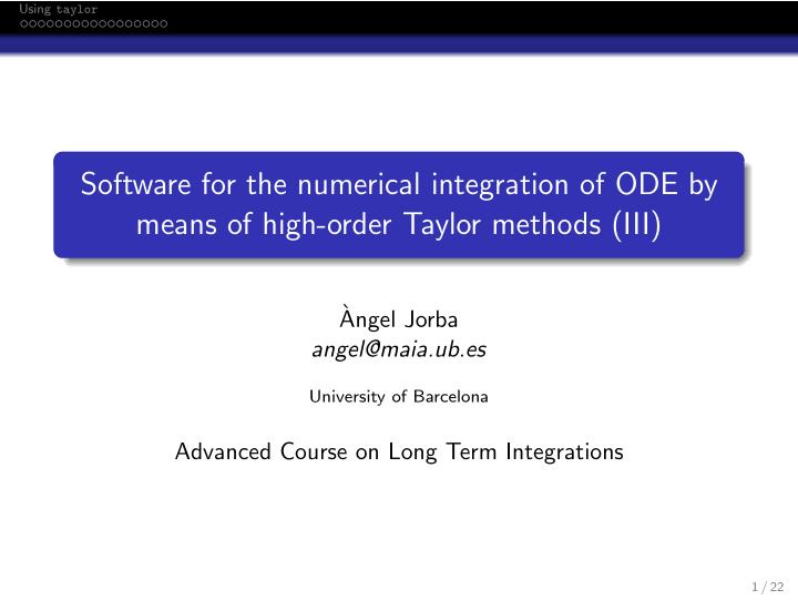 software for the numerical integration of ode by means of