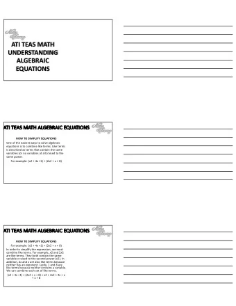 ATI TEAS MATH  UNDERSTANDING  ALGEBRAIC  EQUATIONS  AT  ATI TEAS MAT  ATH AL  ALGEBRAI  AIC EQU