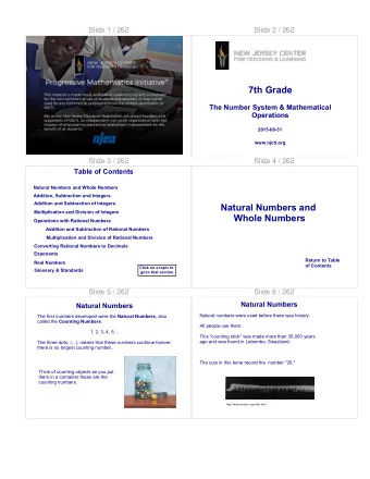 7th Grade  The Number System &amp; Mathematical  Operations  2015-08-31  www.njctl.org  Slide 3 /