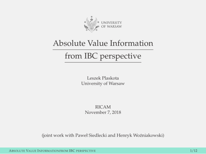 absolute value information from ibc perspective