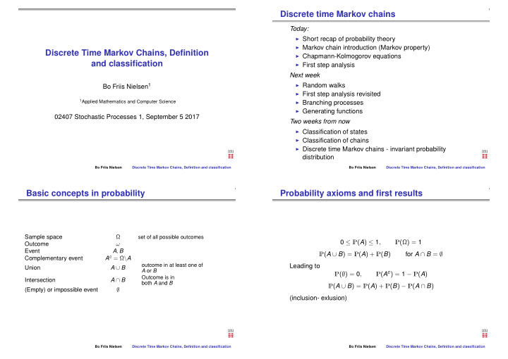 discrete time markov chains