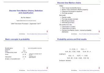 Discrete time Markov chains  Today:  Short recap of probability theory  Markov chain