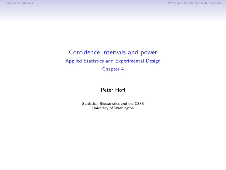 confidence intervals and power