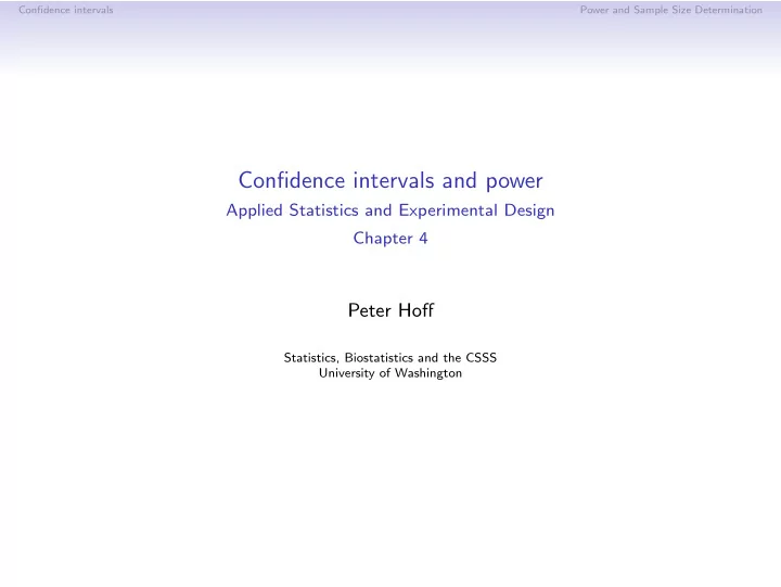 confidence intervals and power