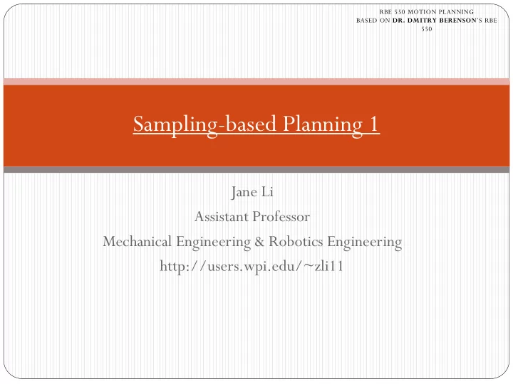 sampling based planning 1
