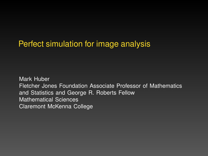 perfect simulation for image analysis