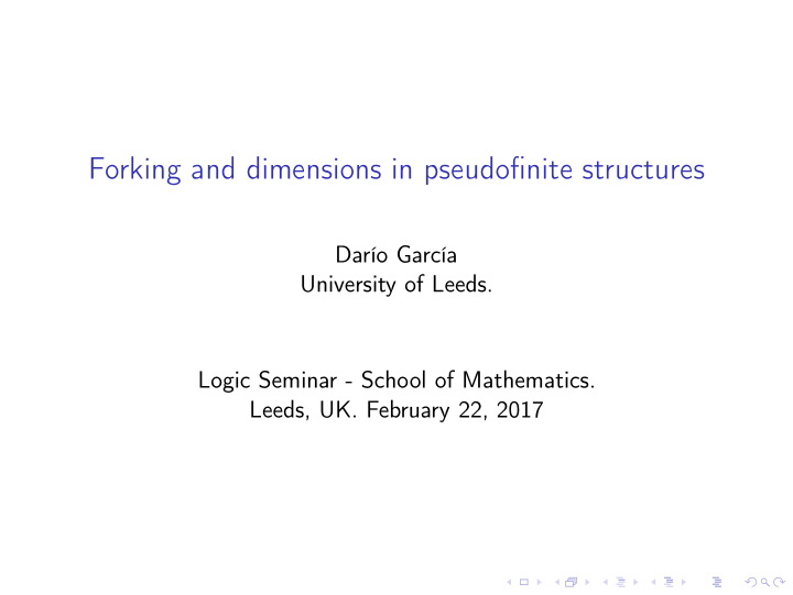 forking and dimensions in pseudofinite structures