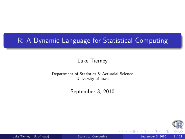 r a dynamic language for statistical computing