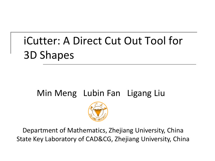 icutter a direct cut out tool for 3d shapes