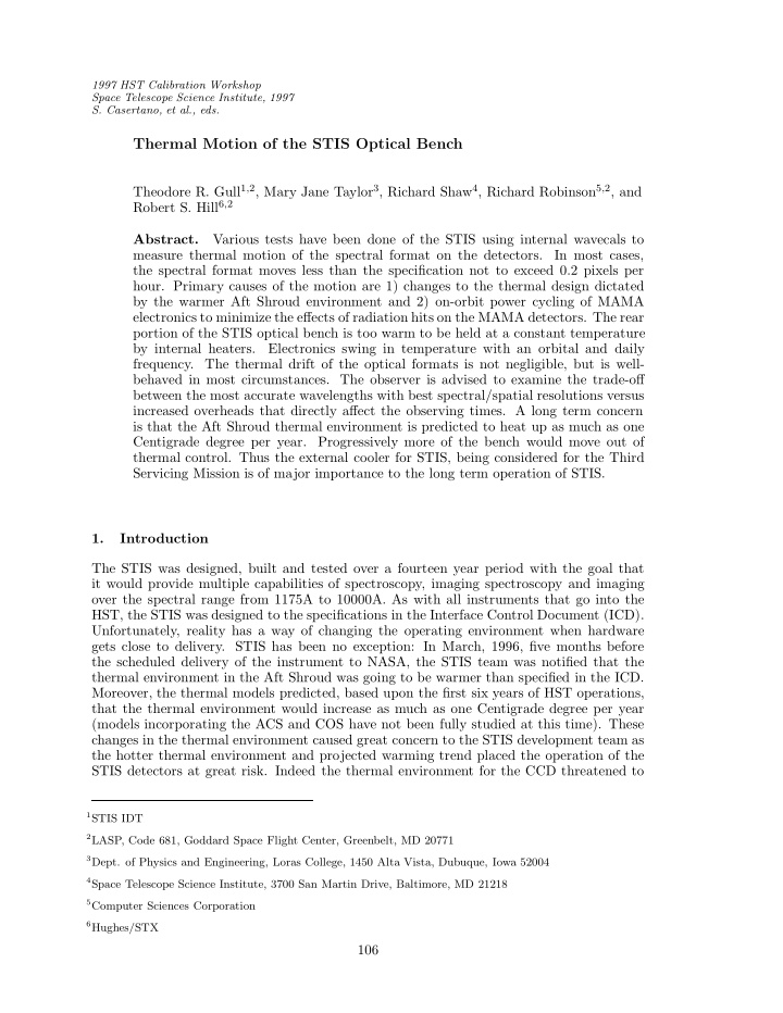 thermal motion of the stis optical bench