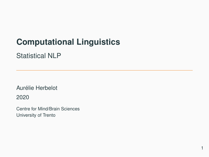 computational linguistics