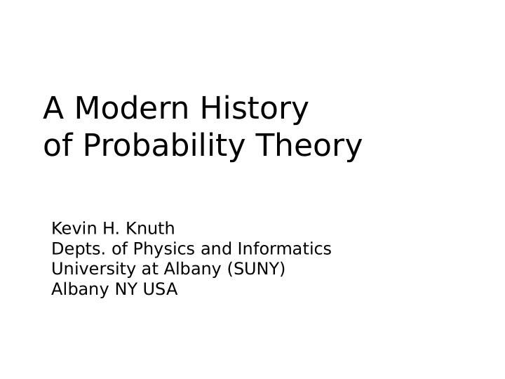 a modern history of probability theory