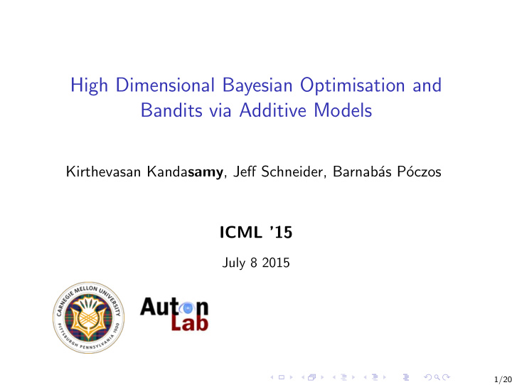 high dimensional bayesian optimisation and bandits via