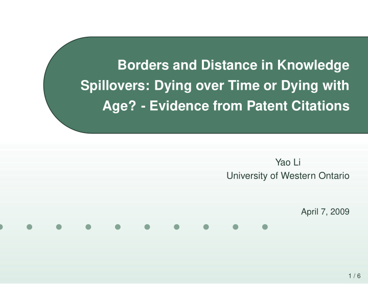 borders and distance in knowledge spillovers dying over