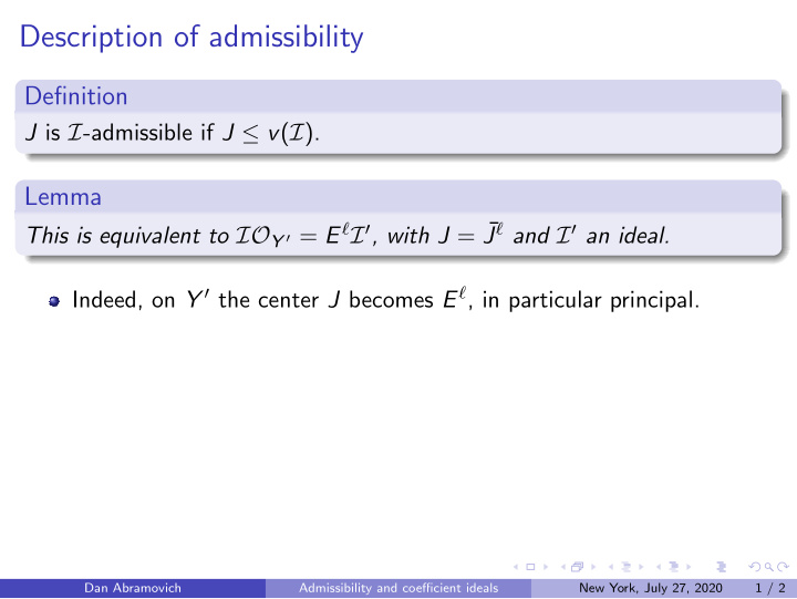 description of admissibility