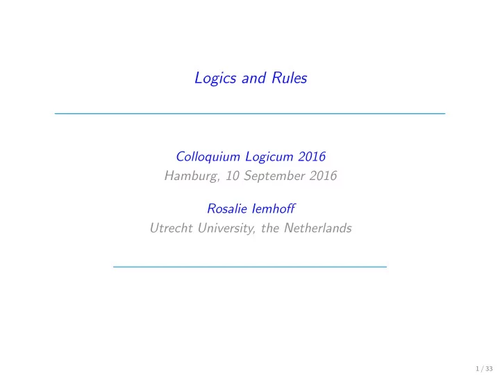 logics and rules