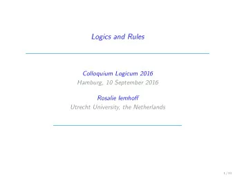 Logics and Rules  Colloquium Logicum 2016  Hamburg, 10 September 2016  Rosalie Iemhoff  Utrecht